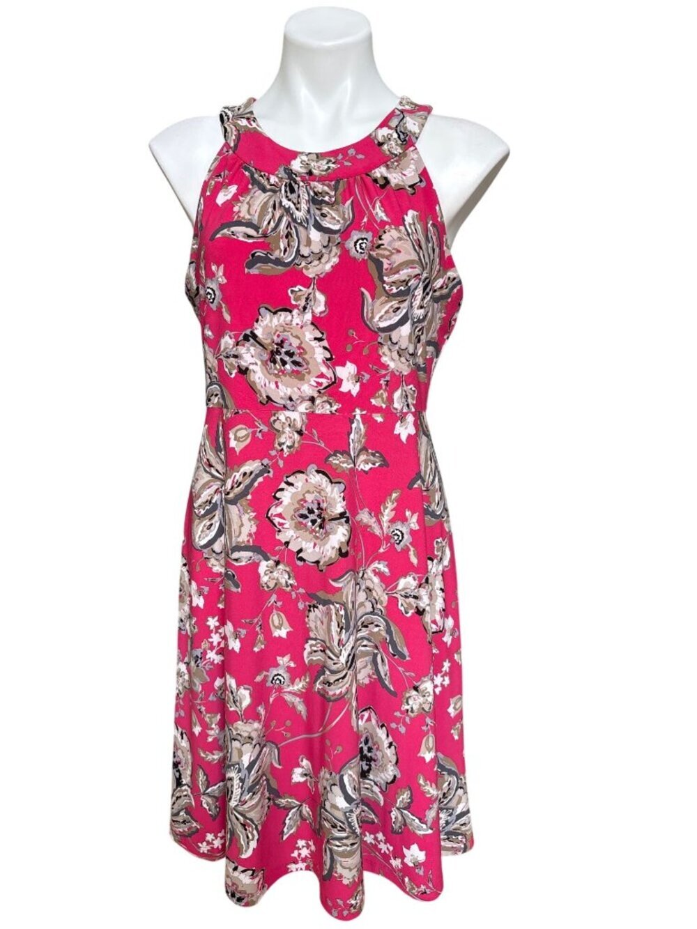 Tommy Hilfiger Women's Floral Fuchsia Pink Sleeveless Fit & Flare Dress Size 10 - Picture 1 of 9